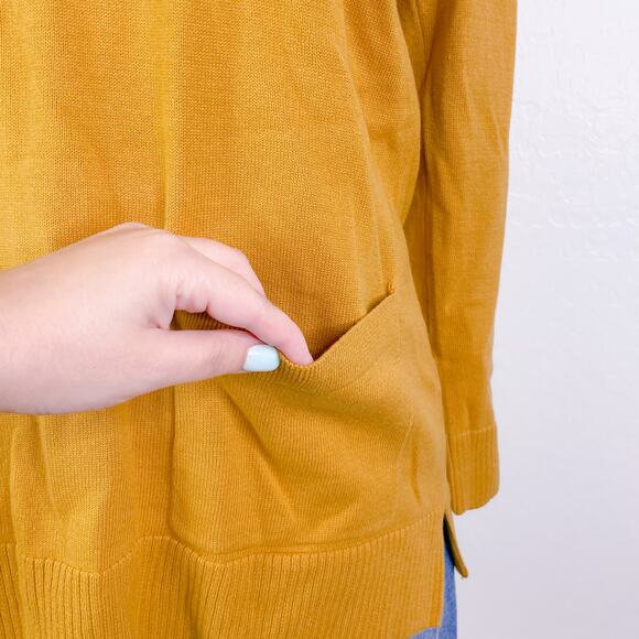 Jeanne Pierre Button Accent Cowl Neck Pullover Sweater Maple Gold sz Small NWT - Picture 5 of 11